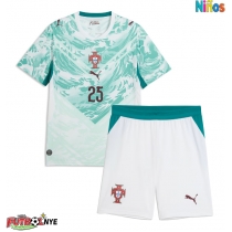 Camiseta Portugal Nuno Mendes #25 Visitante Equipación para niños Mundial 2026 manga corta (+ pantalones cortos)